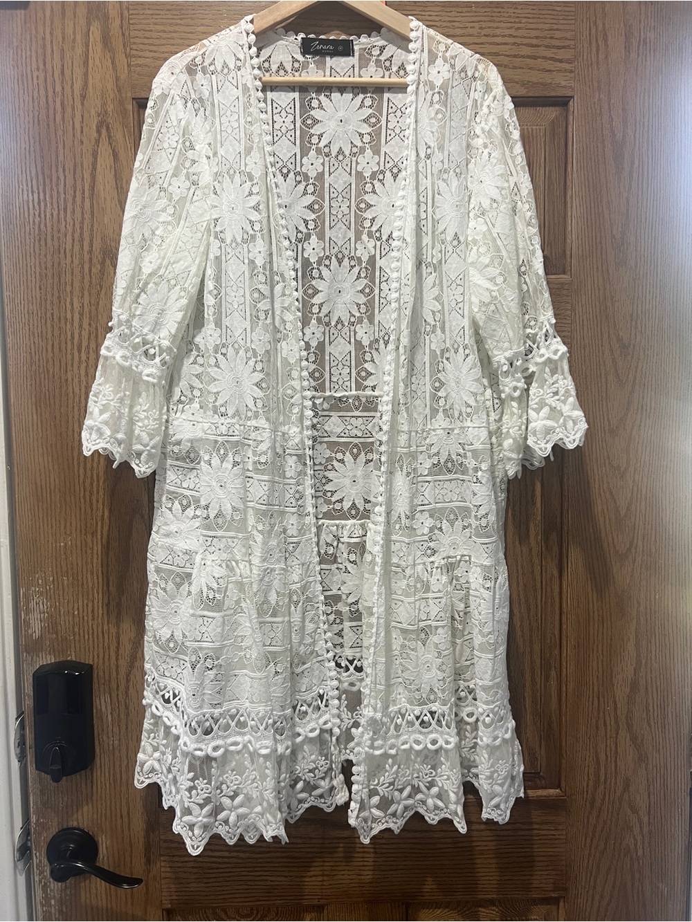 Zenana Woman White Cream Lace Midi Dress and Lace Cardigan Made in Italy L